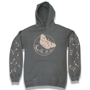 "Celestial Moth" hoodie (New Railroad Grey) - Silky Screens