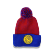 Load image into Gallery viewer, "Good Vibrations" pom beanie (Red/Blue) - Silky Screens