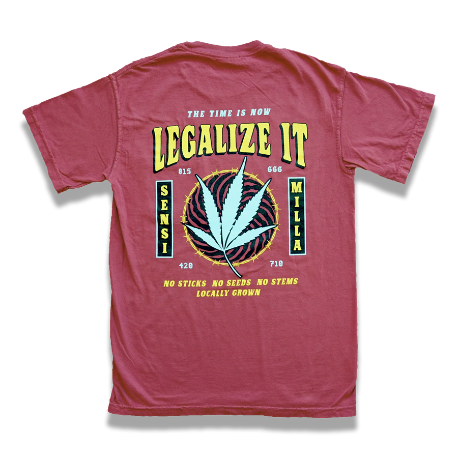 "Legalize It" pocket tee (chili)