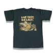 Load image into Gallery viewer, "Live Fast, Die Last" pocket tee (black) art by: Burritobreath