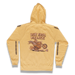 Load image into Gallery viewer, "Live Fast, Die Last" zip-up hoodie (Harvest Gold) artwork by: Burritobreath