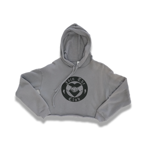 "Join The Club" crop top hoodie (Grey) - Silky Screens