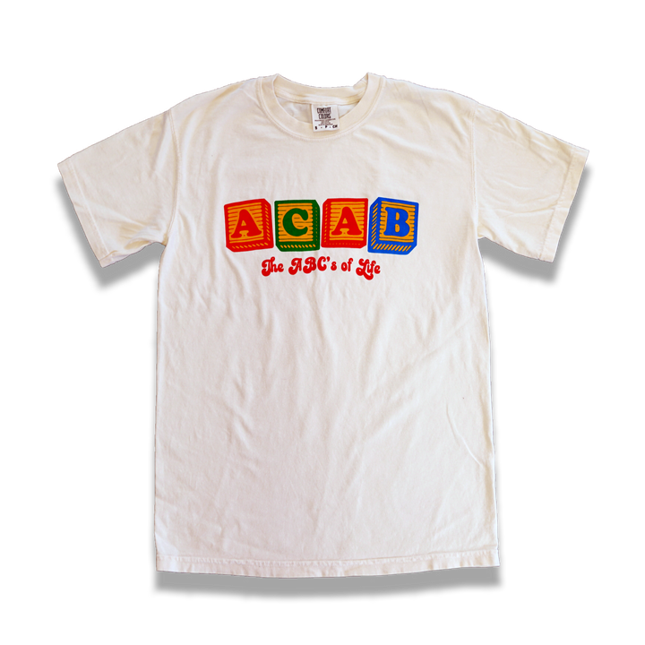 "The A.C.A.B.'s of life" tee (Ivory) - Silky Screens
