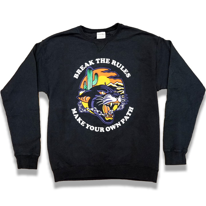 "Break The Rules" crewneck sweater (Black) - Silky Screens