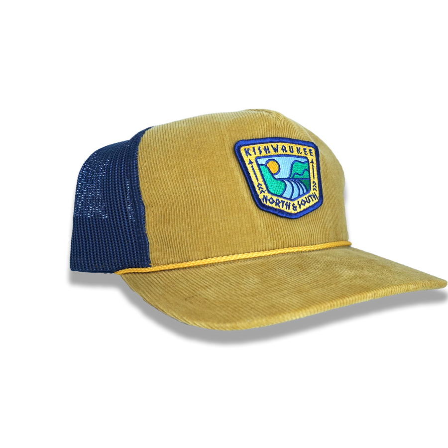 "Kishwaukee" corduroy mesh hat (tan/navy)