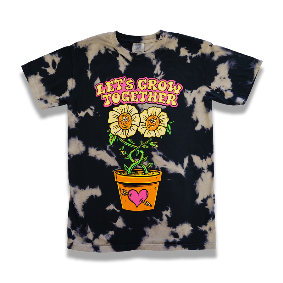 "Lets Grow Together" tie dye t-shirt/longsleeve  Artwork by: Burritobreath - Silky Screens