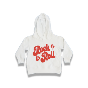 "Rock & Roll" youth hooded sweatshirt (White) - Silky Screens