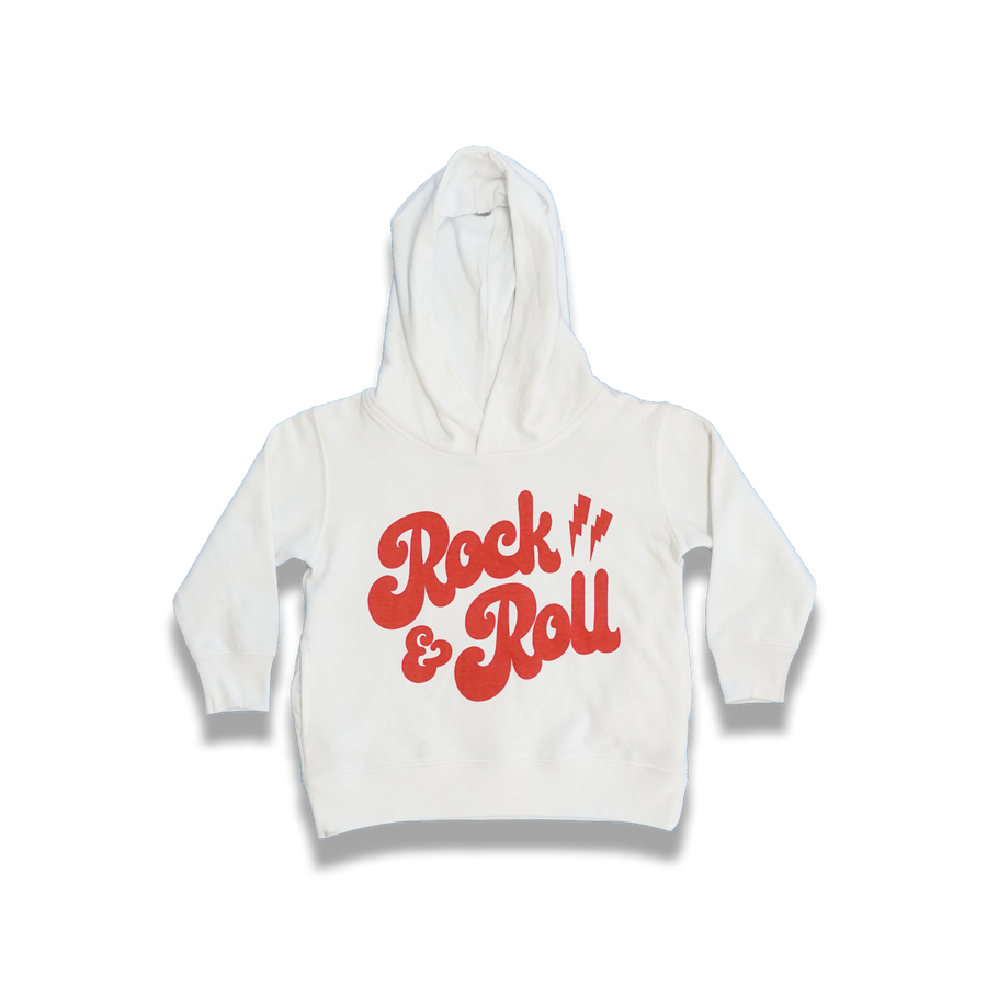 "Rock & Roll" youth hooded sweatshirt (White) - Silky Screens