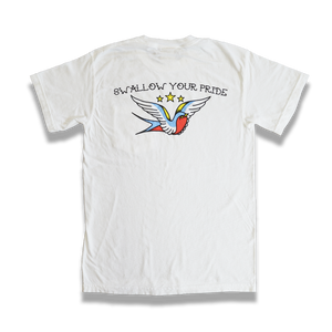 "Swallow your pride" pocket t-shirt (White) - Silky Screens